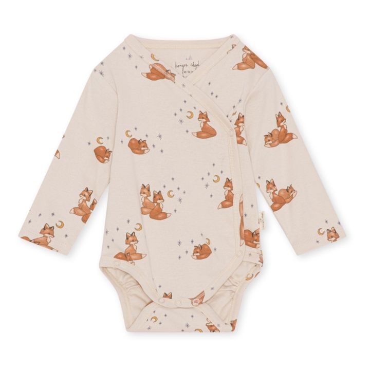 Organic Cotton Long Sleeve Newborn Baby Bodysuit | Beige- Product image n°0