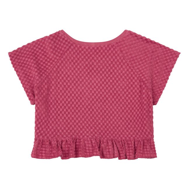 Terry Cloth Frill T-shirt | Pink