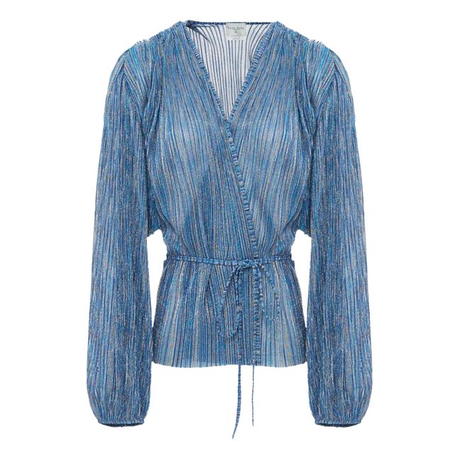 Blouse Croisée Métallisée | Bleu