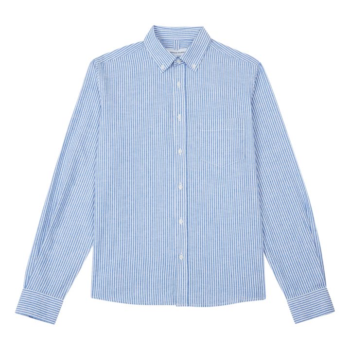 Camisa de lino a rayas | Azul Claro- Imagen del producto n°0