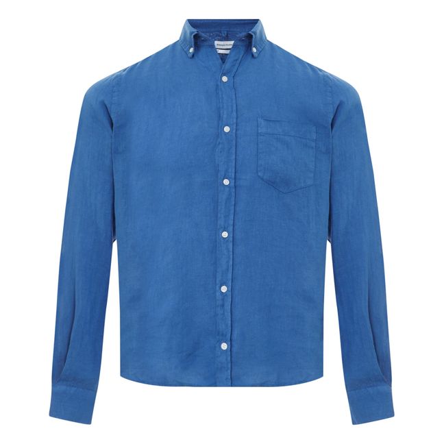 Camisa de lino lisa | Azul