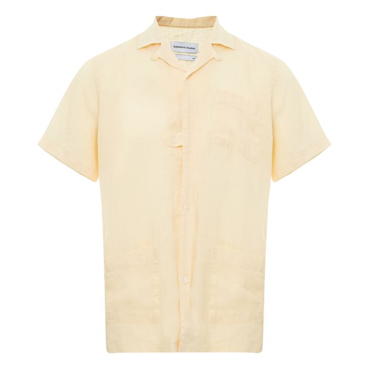 Camisa de manga corta lino | Amarillo palo- Imagen del producto n°0