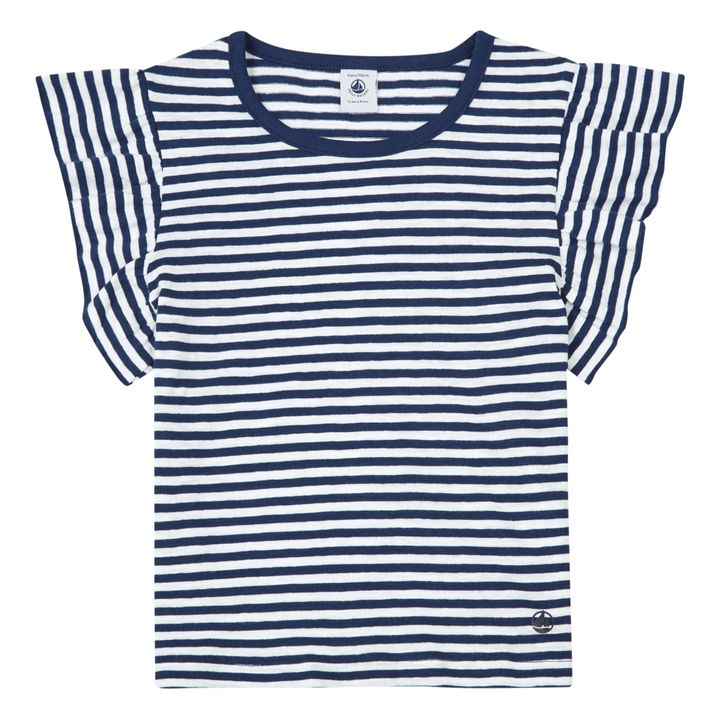 Jersey Frill Sleeve T-Shirt | Azul Marino- Imagen del producto n°0