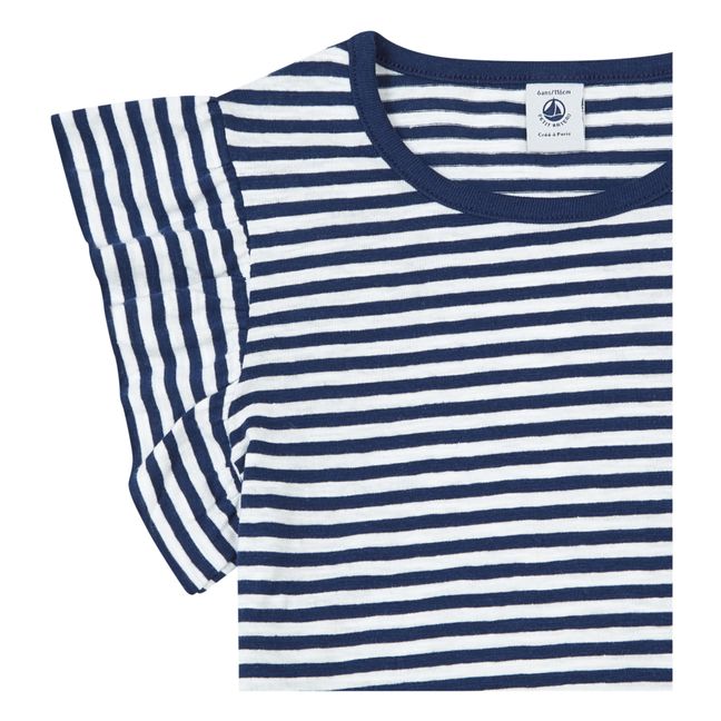 Jersey Frill Sleeve T-Shirt | Azul Marino
