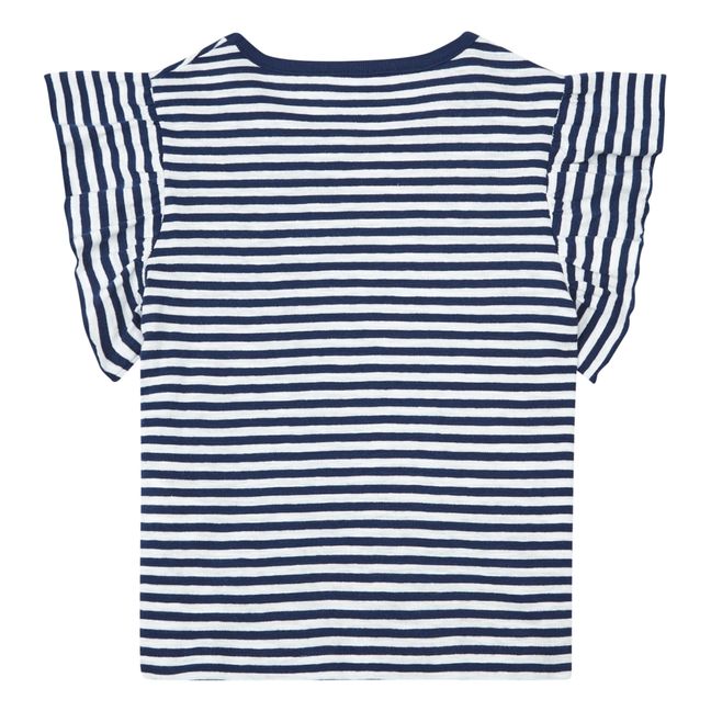 T-shirt Manches à Volants Jersey | Bleu marine