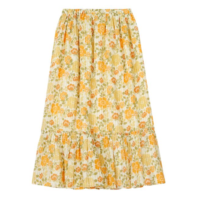 Rachel Floral Lurex Skirt | Orange