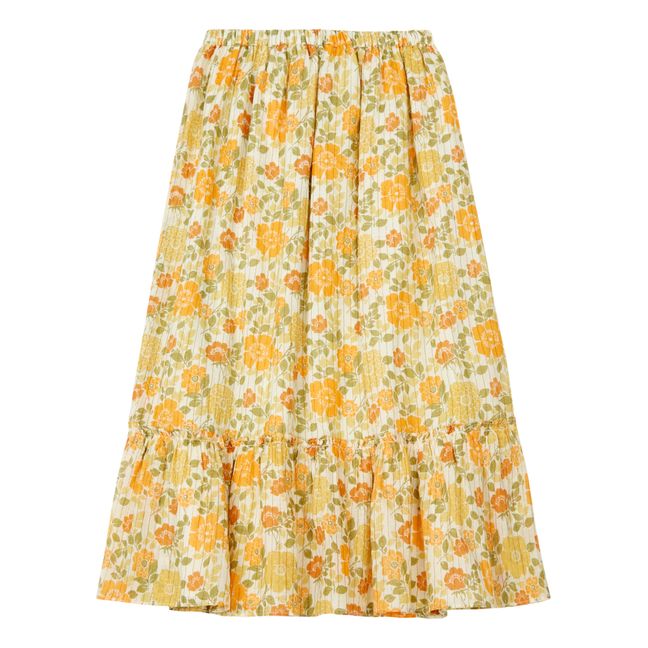 Rachel Floral Lurex Skirt | Orange