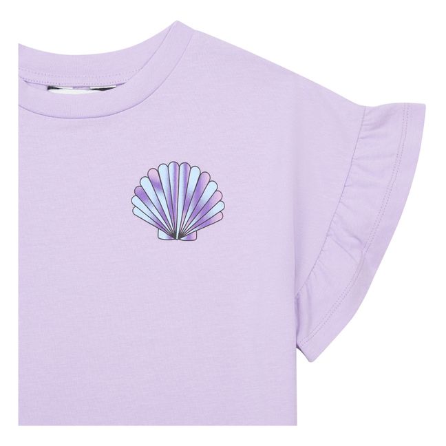 Organic Cotton Shell Frill T-Shirt  | Lilac