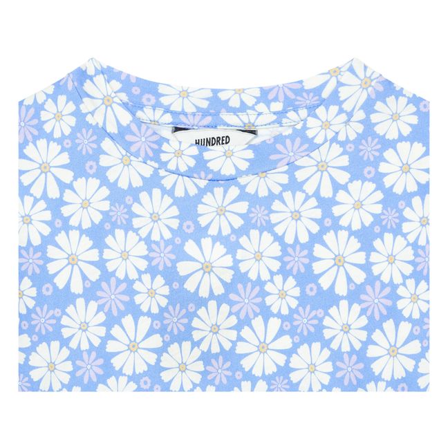 Organic Cotton Retro Flower Mini Dress  | Azul Cielo