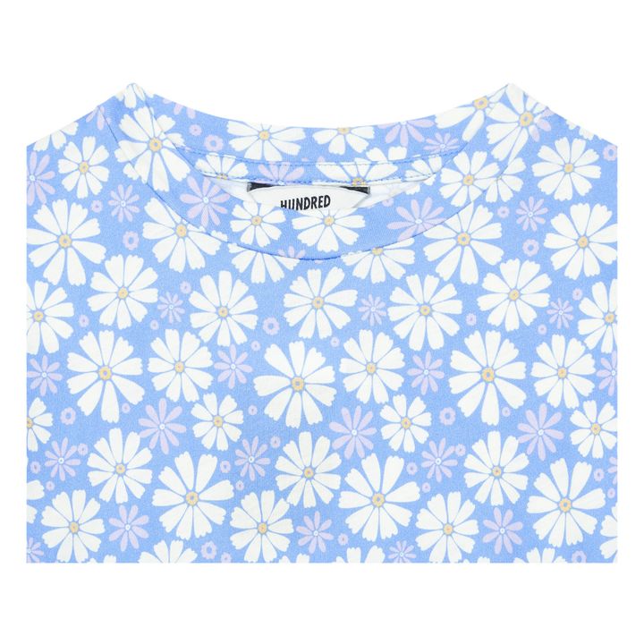 Organic Cotton Retro Flower Mini Dress  | Light blue- Product image n°2