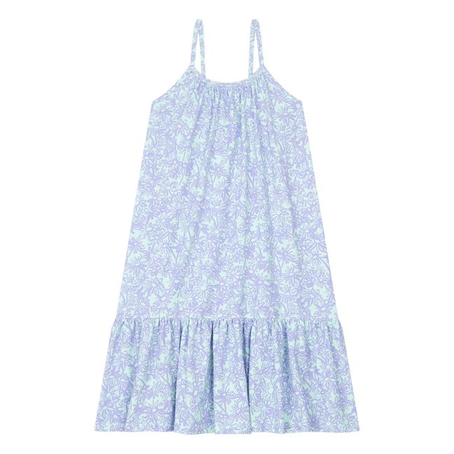 Organic Cotton Pastel Flower Maxi Dress  | Verde acqua