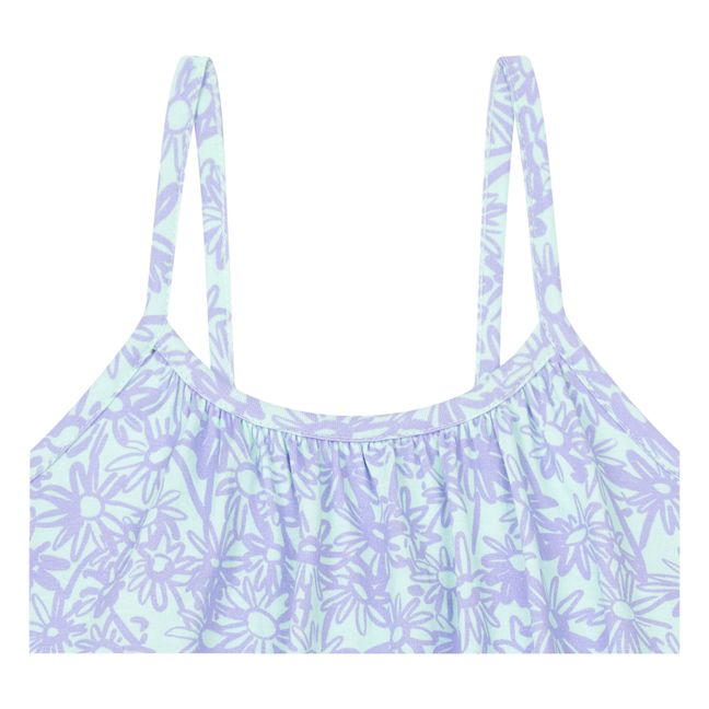 Organic Cotton Pastel Flower Maxi Dress  | Wassergrün