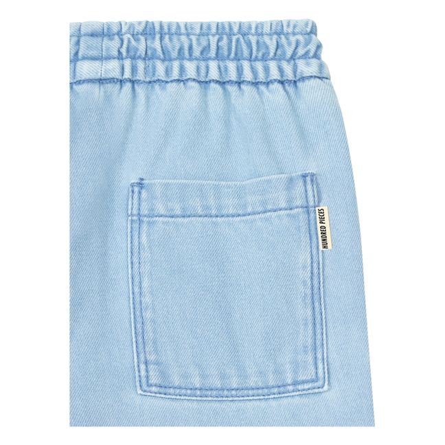 Pantalon Denim Bleached Taille Ajustable | Bleu