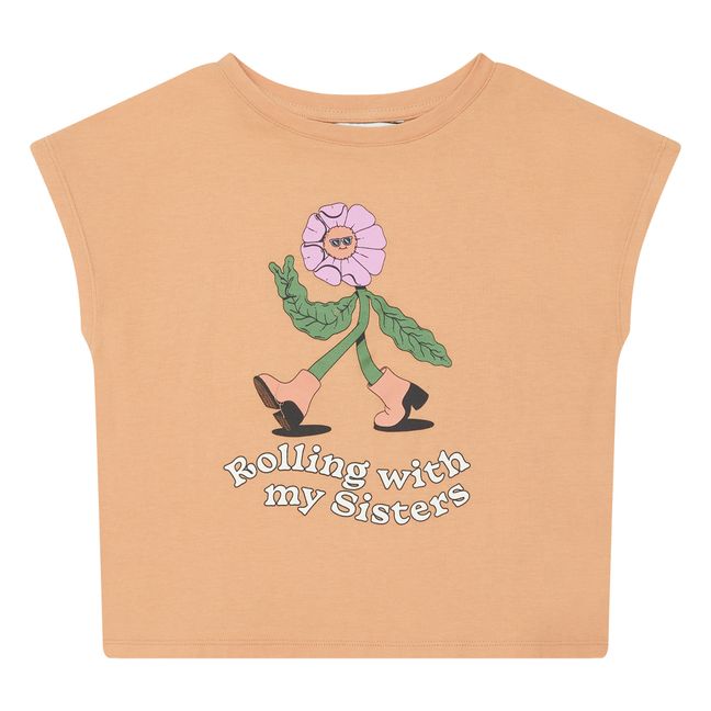 T-Shirt Flower Lauren Martin Coton Bio | Abricot