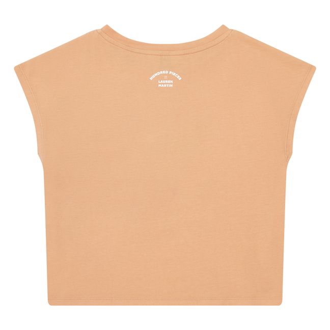 Organic Cotton Lauren Martin Flower T-Shirt  | Apricot