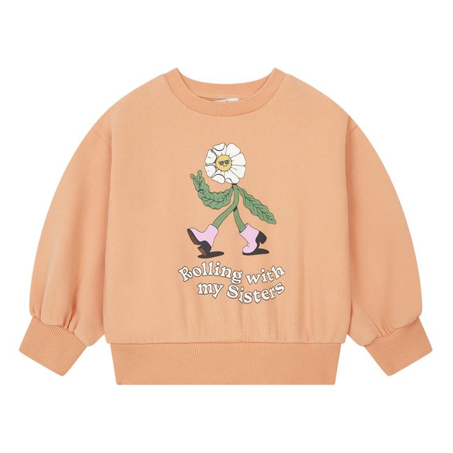 Sweatshirt Flower Lauren Martin Coton Bio | Abricot