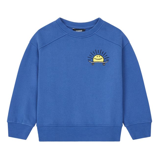 Organic Cotton Shobu Happy Sweatshirt  | Azure blue