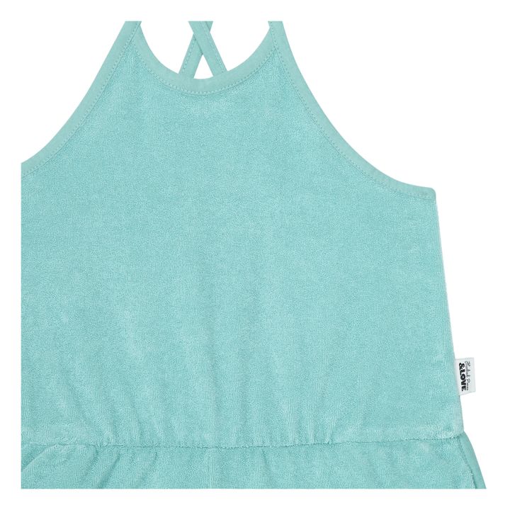 Organic Terry Cloth Playsuit | Turquoise- Product image n°1