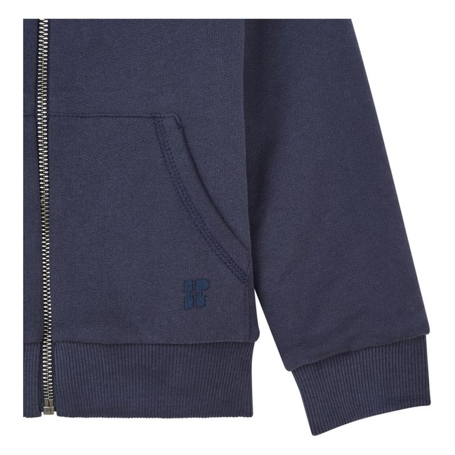Organic Cotton Sherpa Lined Zip-Up Sweatshirt  | Navy blue
