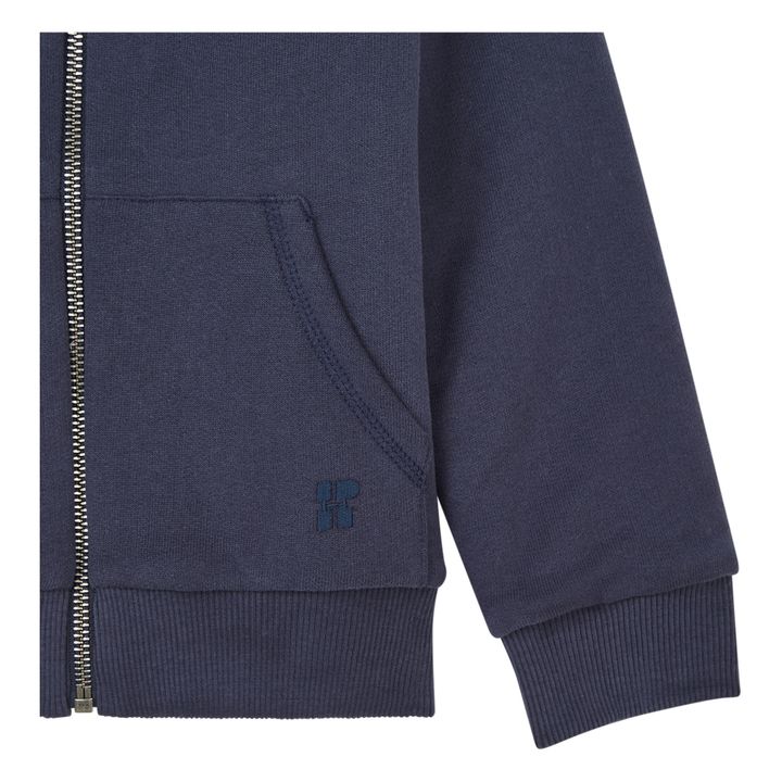 Organic Cotton Sherpa Lined Zip-Up Sweatshirt  | Blu marino- Immagine del prodotto n°1