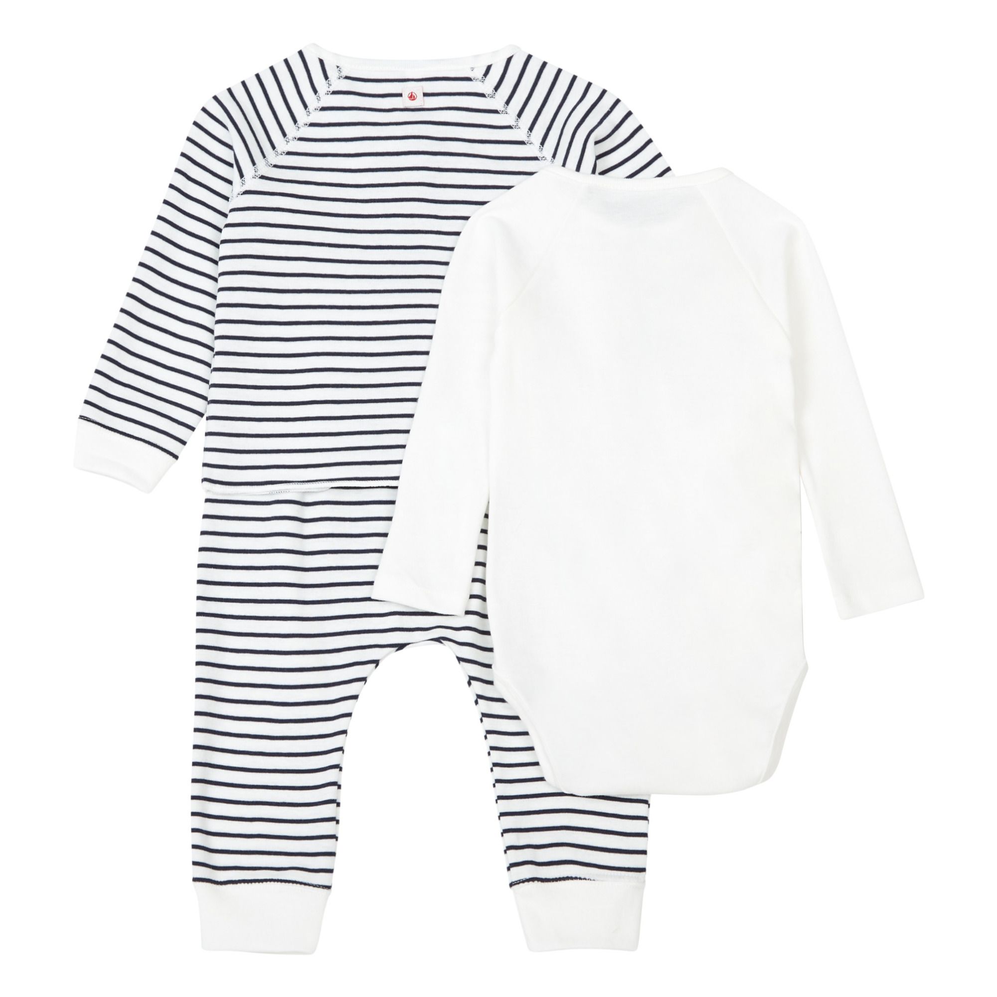 Petit Bateau - Completo A Righe Blu E Beige Neonato -  shop  online