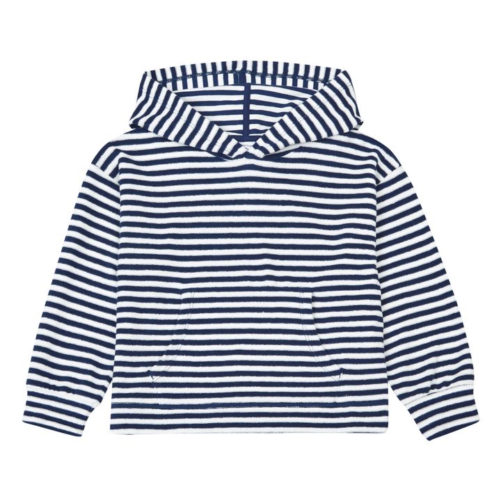 Kapuzensweatshirt aus Frottee und Teddystoff | Navy- Produktbild Nr. 0