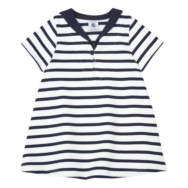 Abito con colletto in jersey organico spesso | Blu marino