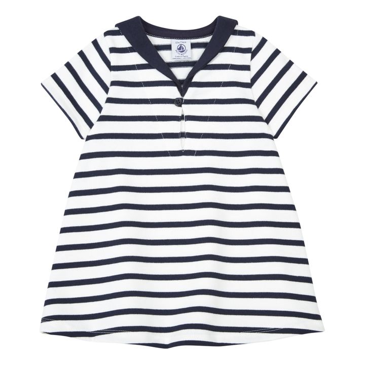 Thick Organic Jersey Naval Collar Dress | Azul Marino- Imagen del producto n°0