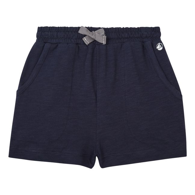Organic Cotton Slub Jersey Shorts | Navy blue