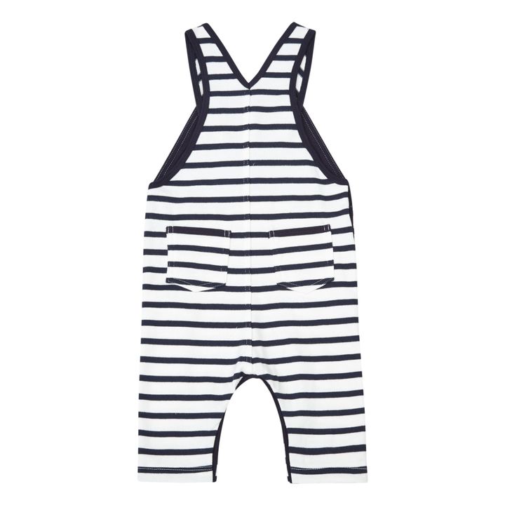 Thick Striped Jersey Overalls | Navy blue- Product image n°1