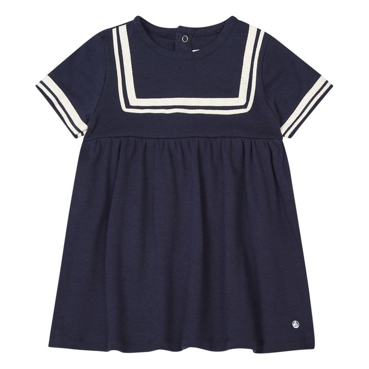 Organic Cotton Sailor Dress | Navy blue- Product image n°0