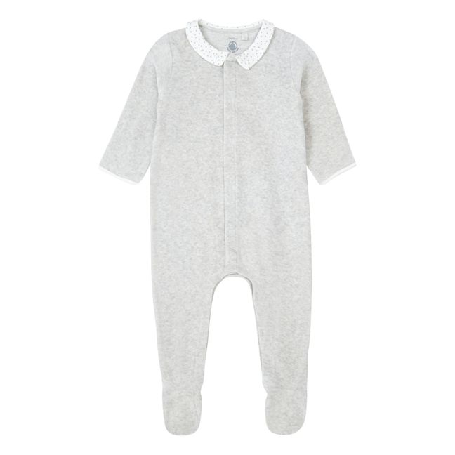 Two-Tone Organic Cotton Footed Pyjamas | Grey