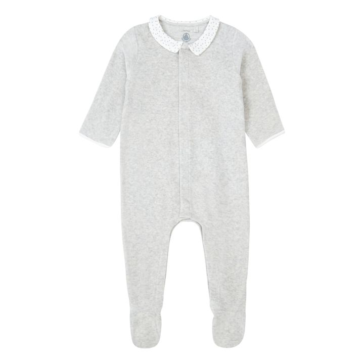 Two-Tone Organic Cotton Footed Pyjamas | Grey- Product image n°0