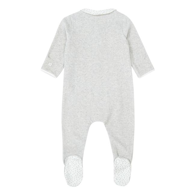Two-Tone Organic Cotton Footed Pyjamas | Grey