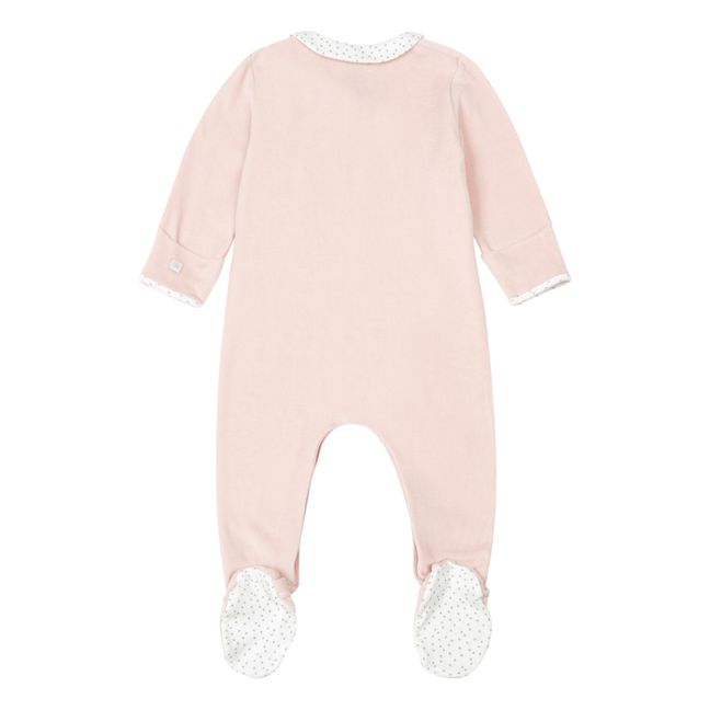 Pyjama avec Pieds Bicolore Coton Bio | Pale pink