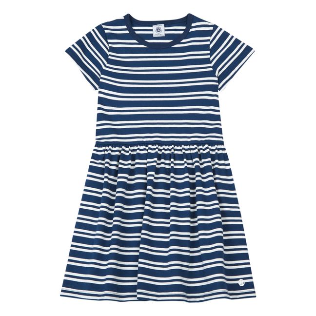 Organic Cotton Short Sleeve Dress | Azul Marino