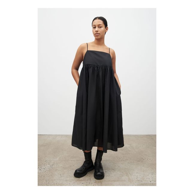 Vestido de volantes de algodón orgánico Elle | Negro