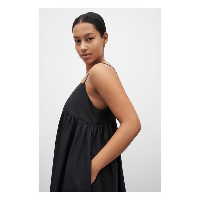 Vestido de volantes de algodón orgánico Elle | Negro
