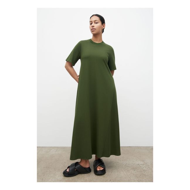 Vestido Swing de algodón orgánico | Verde Oscuro