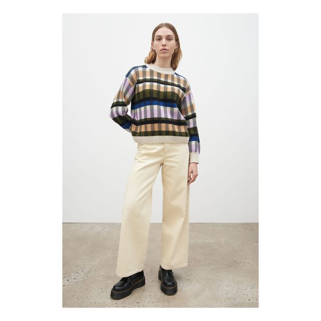 Pull Autumn Carreaux Coton Bio | Ecru