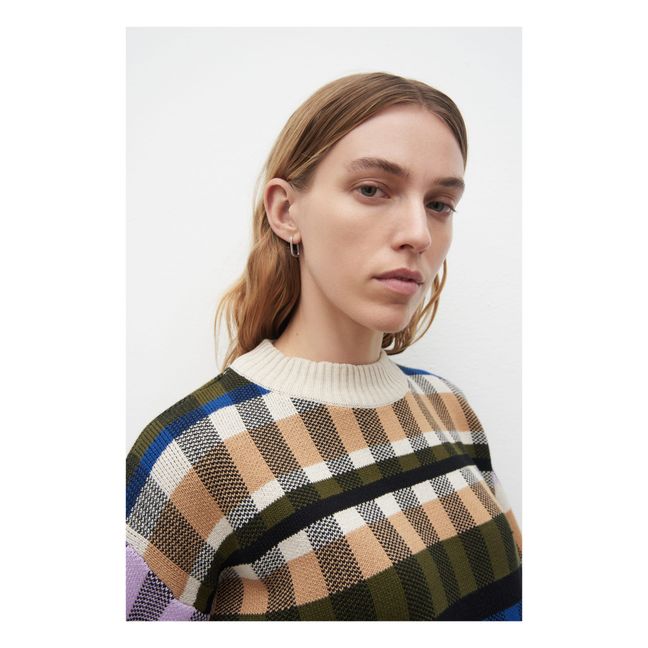 Pull Autumn Carreaux Coton Bio | Ecru