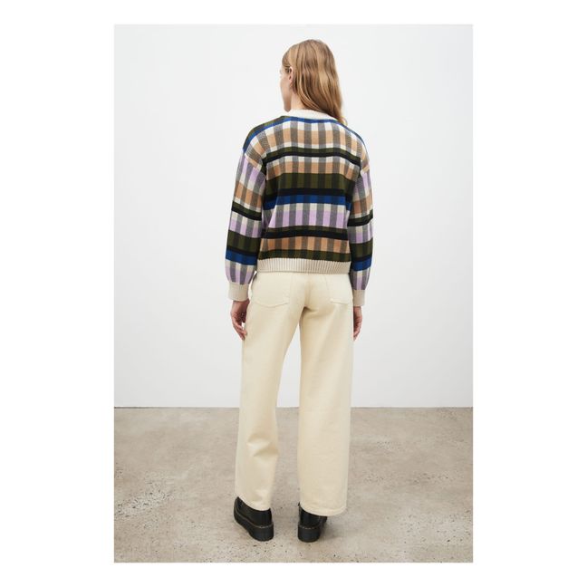 Pull Autumn Carreaux Coton Bio | Ecru