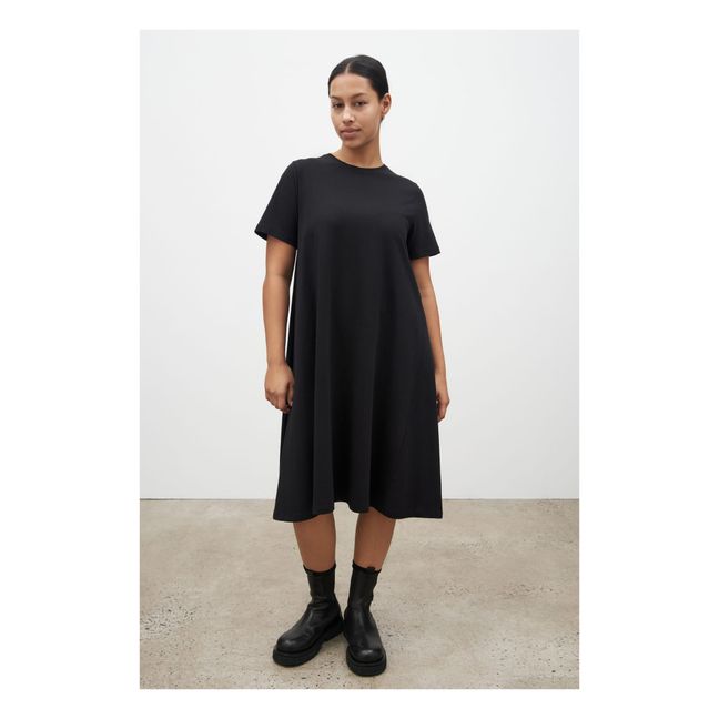 Vestido de algodón orgánico A-Line | Negro