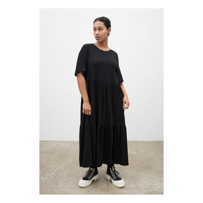 Vestido Tiered de algodón orgánico | Negro