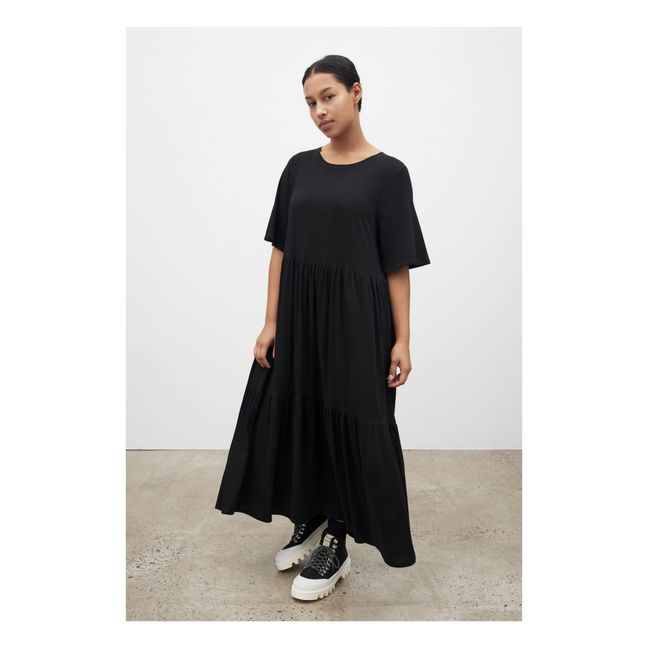 Robe Tiered Coton Bio | Noir