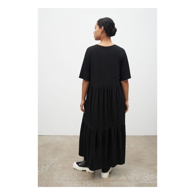Vestido Tiered de algodón orgánico | Negro