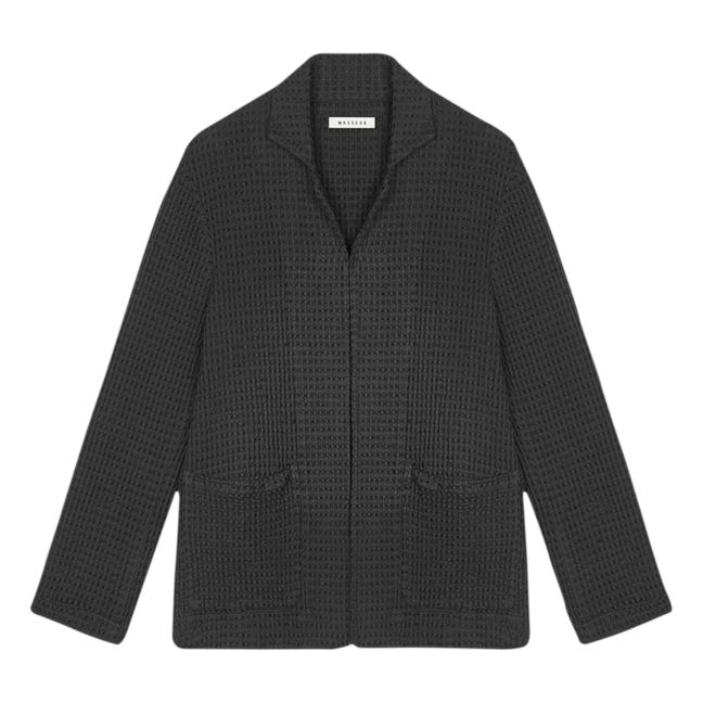 Algar Cotton and Linen Goffer Jacket | Black