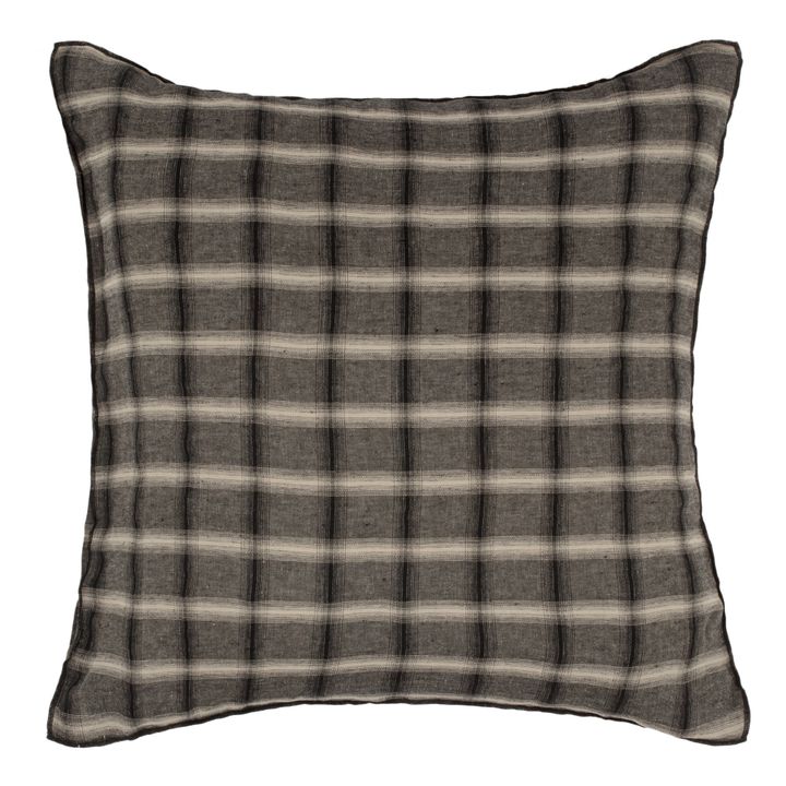 Taie d'oreiller Highlands en lin lavé | Gris foncé- Image produit n°0