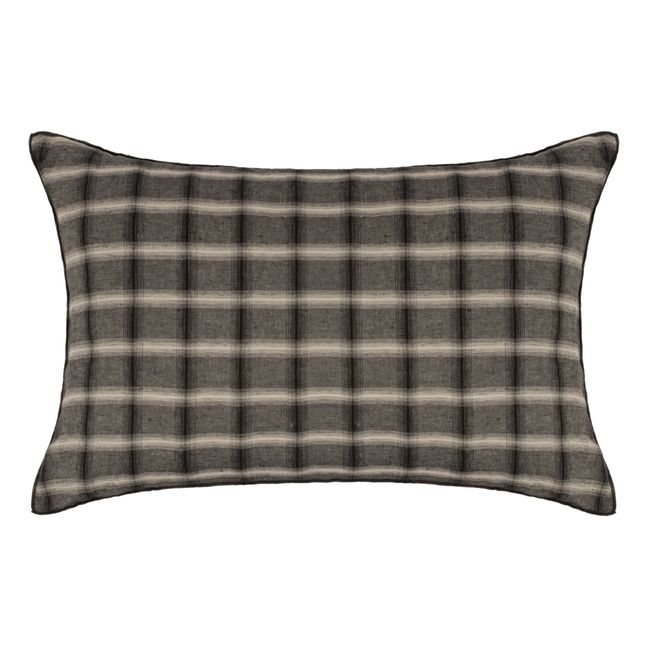 Taie d'oreiller Highlands en lin lavé | Gris foncé