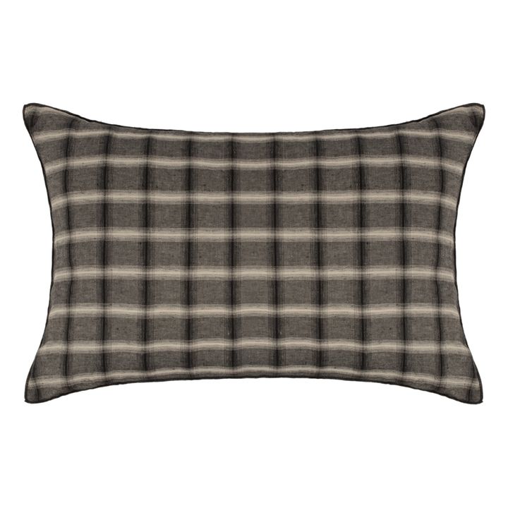 Taie d'oreiller Highlands en lin lavé | Gris foncé- Image produit n°2
